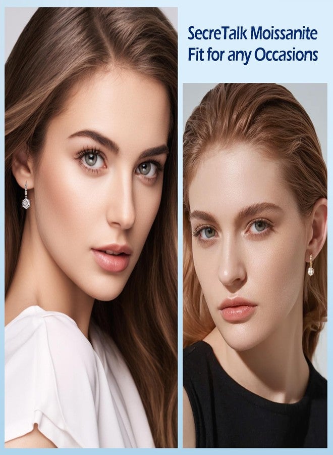 SecreTalk أقراط حلقية من المويسانايت للنساء، 2-6 قيراط، أقراط متدلية من الفضة الإسترليني عيار 925 بلون D وقطع مثالي، مع شهادة أصالة (2 قيراط) - Image 4